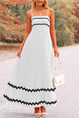 Image of PRETTYGARDEN Women's 2026 Summer Flowy Maxi Dress Casual Sleeveless Spaghetti Strap Ruffle Beach Long Dresses