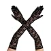 Lusofie Lace Gloves Women Long Elegant Black Tea Party Gloves 1920s Engagement Dress Dance Cocktail Party Opera Performance Mittens Formal Glove (Black)