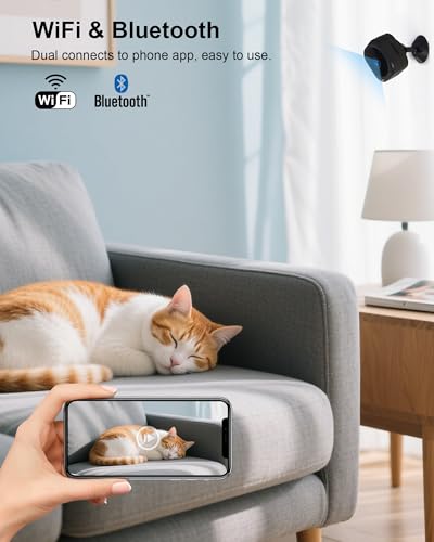 Image of AOBOCAM 1080P HD Mini Camera for Indoor Security with App Control Motion Detection & Night Vision Wireless WiFi Rechargeable Pet Camera for Home /Office 24 /7 Cycle Save