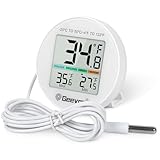 Geevon Refrigerator Thermometer IP65 Waterproof, with External Sensor, Fridge Temperature Monitor for Home Commercial, with LCD Screen, Stand and Magnetic Back, for Refrigerator, Freezer Scenes