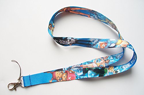 Anime ONE PIECE Monkey D Luffy & Characters Blue Color Fabric Lanyard