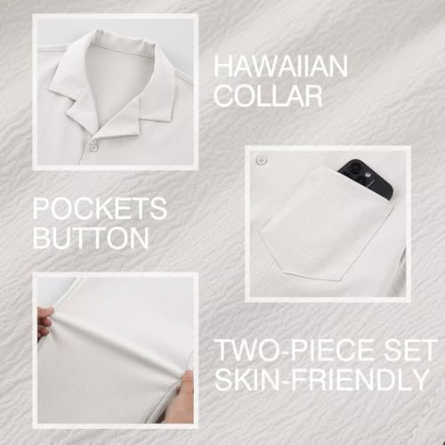 men39s beach outfit 2 piece casual button down shirt short sleeve loose shirts and pants vacation sets for men
