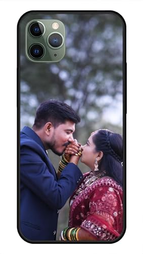Image of NDCOM for Customised iPhone 11 Pro Max Back Cover | Luxury 11 Pro Max Phone Case | iPhone 11 Pro Max Mobile Cover DIY Personalised Photo Design | Customized Gift Custom Text Name Printed Glass Case
