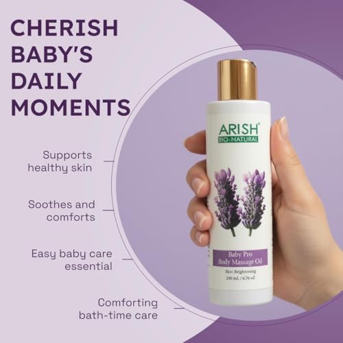 Image of ARISH BIO-NATURAL Baby Pro Body Massage Oil, Gentle & Nourishing Formula, Hydration & Moisture-Lock, Bath-Time Use, 200 ml (Pack of 1)
