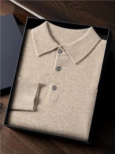 Men's Cashmere Polo Pullover Knitwear Sweater Fall Winter Casual Comfortable Warm Versatile Office Wear Basic Top(Q Gray9,X-Large)4