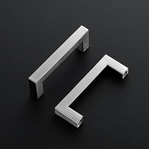 Image of Ravinte 20 Pack 3-1 /2 Inch Square Cabinet Handles Satin Nickel Pulls Brushed Nickel Drawer Pulls Kitchen Cupboard Hardware for Cabinets Cupboard Drawer Handles