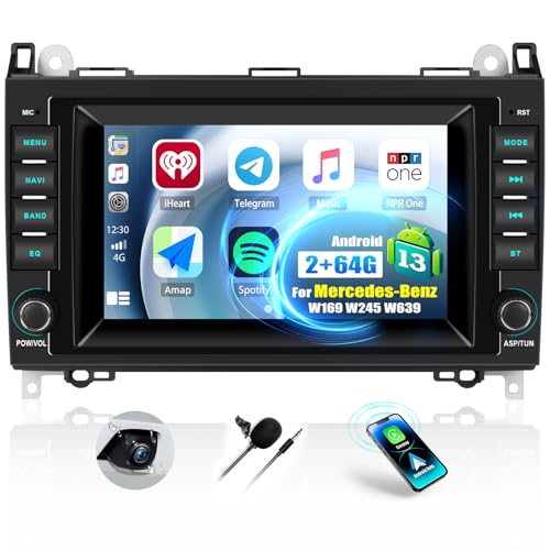 【Autoradio 2DIN per Mercedes-Benz】Autoradio 2DIN per Mercedes-Benz Classe A W169/Classe B W245/Viano/Vito W639/Sprinter W906. Android 13, 2G RAM + 64GB ROM. Autoradio con schermo da 7