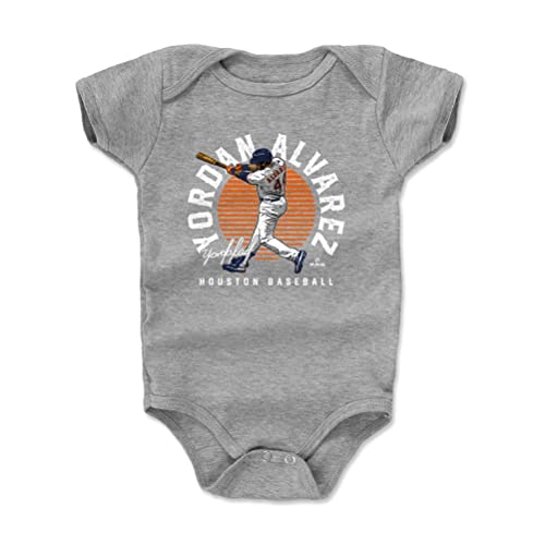 500 LEVEL Yordan Alvarez Baby Infant One Piece Bodysuit (3-6 Months, Heather Gray) - Yordan Alvarez Emblem O WHT