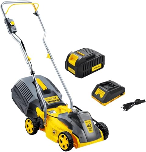 Nemura Tondeuse sans Fil 40V - 3 Hauteurs de Tonte - Bac de Ramassage 30L - 3500 Tours par Minute - 32cm de Coupe - Moteur Brushless - avec Batterie 4Ah et Chargeur Rapide - Marque Française