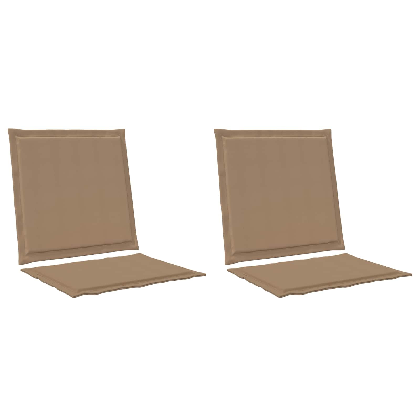Poduszki na oparcie 2 sztuki taupe 47 x 45 x 2 cm | Poliester odporny na warunki atmosferyczne, wypełniony pianką, na patio w ogrodzie, łatwy do czyszczenia