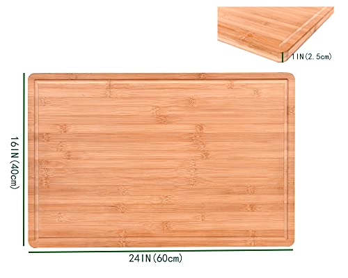 Xxxl Extra Large Bamboo Cutting Board 24X16 Inches Largest Stove Top Wood Carving Board For Turkey Bbq Meat Vegetable With Juice Groove Over Sink #TOP1