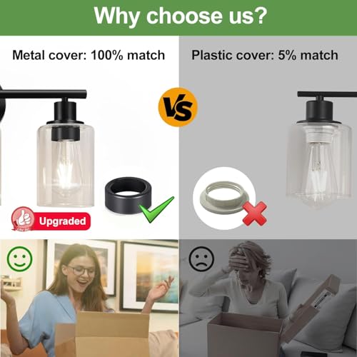 Image of Zarbitta 7-Light Bathroom Light Fixtures, Black Modern Vanity Lights with Clear Glass Shade, Bathroom Wall Lamp, for Mirror, Kitchen, Living Room, Hallway, Cabinet