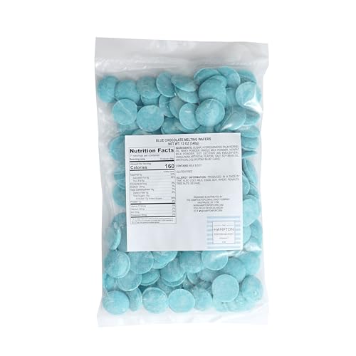 Light Blue Chocolate Melting Wafers, 12 Ounce Bulk Bag, Light Blue Chocolate, Light Blue Candy, Melting Chocolate Candy Discs For Baking, Dipping, Decorating - The Hampton Popcorn & Candy Company