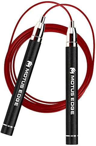 Motus Edge Speed Jump Rope - Fast Swivel Ball Bearing - Adjustable - Ideal Workout for Double Unders, Exercise, WOD, Outdoor, MMA, Boxing, Cardio Training - Includes Free Carry Bag and Instructions