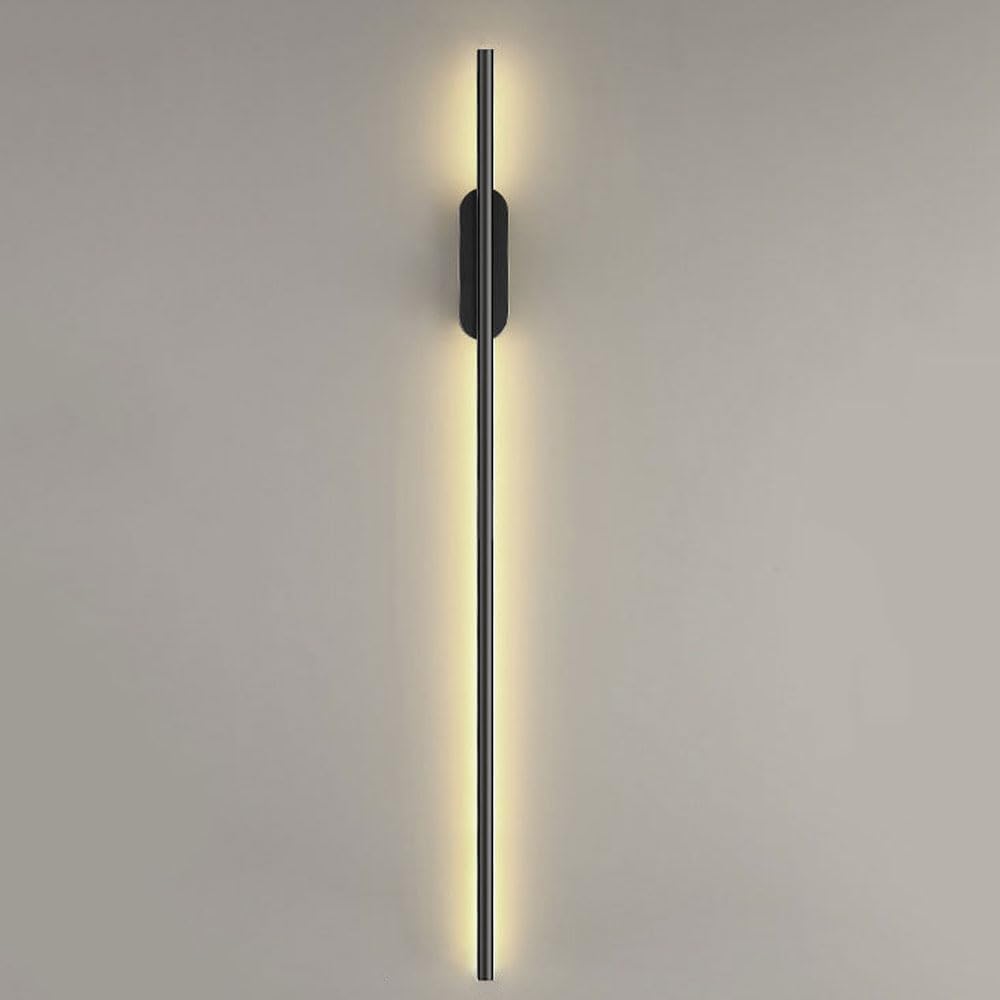 SEMANHUA Modern LED Linear Wall Light Long Wall Lamp Black/Gold Hardwired Wall Lamp, 3000K Minimalist Decor Wall Washer for Indoor Bathroom Bedroom Bedside Living Room Hallway (Color : Svart, Size :