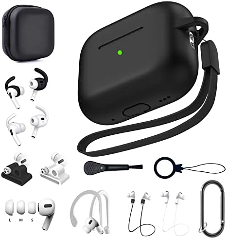 Airpods Pro 2nd Generation Case,16 in 1 Airpod pro 2nd Accessories Set Kit, Silicone Anti-Lost Straps/Watch Band Holder/Ear Hooks/Storage Box/Ear Tips/Wrist Lanyard/Keychain for Airpods Pro 2nd Case