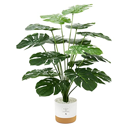26″ Fake Plants Large, Tropical Palm Tree Artificial Monstera Faux Plant Tree with Pot for Home Office Living Room Decor Indoor