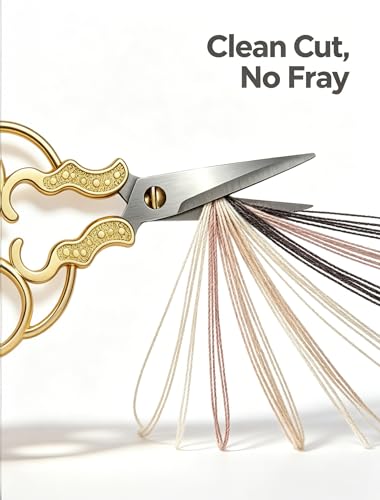 2 PCS Fabric Scissors with 2 Covers- 5-Inch Retro Stainless Steel Precision Scissors, Corrosion & Rust Resistant, Sharp Cutting, Lightweight–Suitable for Embroidery Thread, Paper, Yarn — view 2