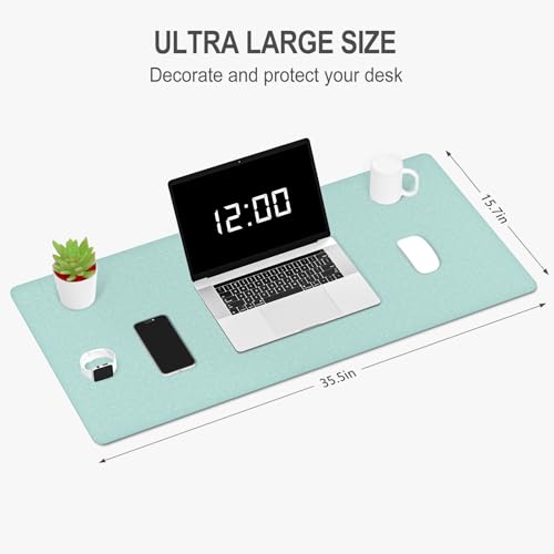 Image of Auhoahsil Felt Desk Mat, Minimalist Large Mouse Pad XXL 35.5 x 15.7 in, Desk Matt for Desktop, Keyboard, Laptop, Computer, Office, Work from Home, Gaming, Light Green