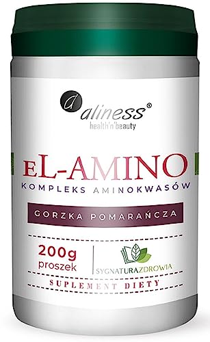 Aliness - el-AMINO - Aminosäurekomplex - Bitterorange-Geschmack - Nahrungsergänzungsmittel - Veganer - Vegetarier - 200g Pulver