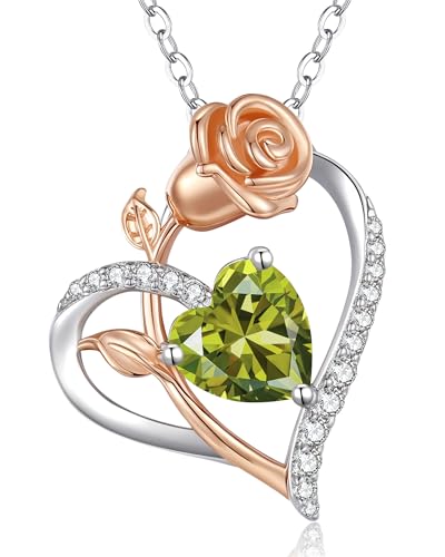 CDE Rose Heart Necklaces for Women 925 Sterling Silver Birthstone ...