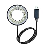 DAGIJIRD Anillo de luz LED iluminador, USB 72 LED foco ajustable fuente de lámpara para microscopio visión científica