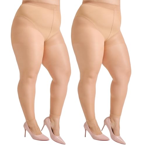 Aaronano 2 Pairs Plus Size Body Shaping Footless Sheer Pantyhose For Women by Aaronano - Used condition - US$8.99