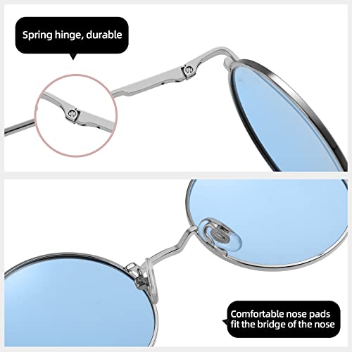 Image of MEETSUN Small Round Polarized Sunglasses for Men Women Metal Retro Hippie Circle Sun Glasses Driving Festival Cosplay UV400