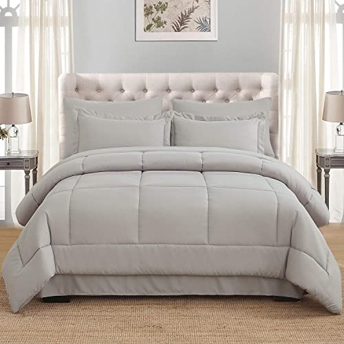 Emme Grey Comforter Set Queen Bed In A Bag 7 Pieces, Down Alternative Brushed Microfiber Bedding Comforter Set With Sheets, Ultra Soft And Comfortable Bed Set For All Season (Full/Queen, Grey) #TOP16