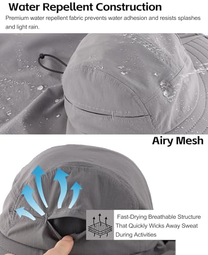 Image of Home Prefer UPF 80+ Sun Hat for Men Women Wide Brim Sun Hat with Neck Flap Summer Beach UV Protection Gardening Fishing Hat