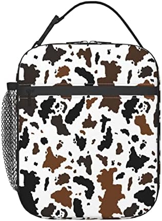 Cow Lunch Box For Women Men Girls Boys,Reusable Insulated Portable Lunch Bag,Leakproof Cooler Adjustable Handle Large Capacity Meal Tote Bag For Work Picnic School Travel