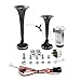 Produktbild GAMPRO 12V 135db Dual Trompete Air Horn Kit mit zwei Trompeten und Kompressor für LKW Auto SUV RV Van Boot oder andere 12V Fahrzeuge (schwarz)