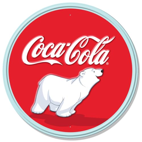 Desperate Enterprises Coca-Cola Bear Cub Fully Embossed Steel Sign - Vintage Coca Cola Merchandise and Gifts - Nostalgic Vintage Metal Signs - Made in the USA