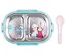 Finex Frozen Princess Pink Zippered Insulated Food Bag + Light Blue Stainless Steel Compartment Bento Food Container Box with Clear Lid set for picnic