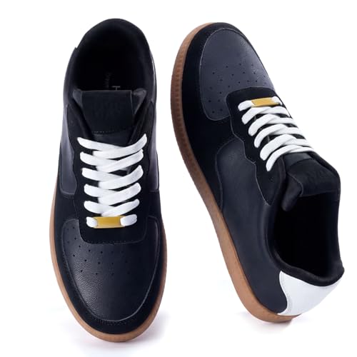 Image of HXV Women Fashion Sneakers Casual Tennis Shoes Retro Trendy Low Top Lace-Up Breathable Non Slip Lightweight Comfortable Zero Drop Cute Flat Walking Shoes