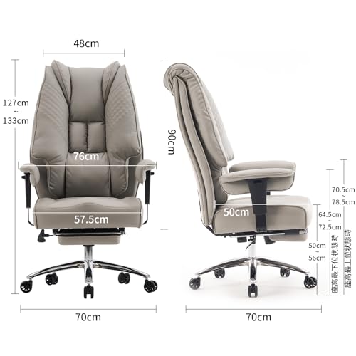 【3年保証付き】Efomao オフィスチェア ポケットコイル座面 ゲーミングチェア PUレザー 社長椅子 高耐久 180kg耐荷重 人間工学 リクライニング90°-135° 昇降調節 360°回転 高級デスクチェア (ライトグレー)