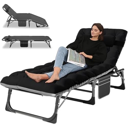 LILYPELLE Portable Folding Camping Cot with Mattress and Pillow for Adults