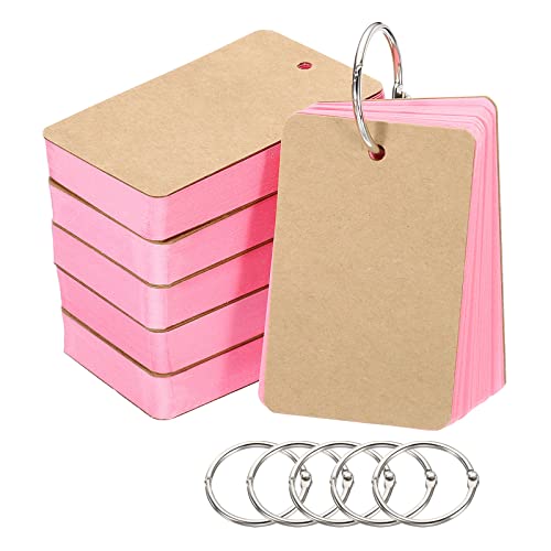 Tarjetas índice en blanco PATIKIL, 300 unidades preperforadas color rosa 1