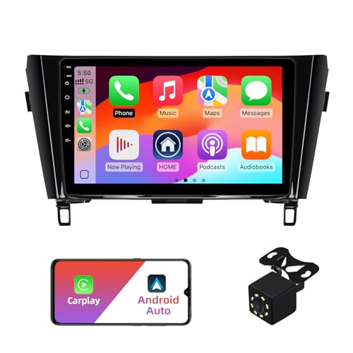 2+32G Android 13 Double Din Car Radio Stereo for Nissan Rogue X-Trail Qashqai 2014-2018 with 10.1" Touchscreen Radio Built-in Wireless Carplay/Android Auto/GPS/Bluetooth/FM/AUX-in/SWC/Camera
