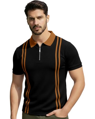 Image of AUSK Men Casual T-Shirt, Texture Printed Half Sleeve Tshirt for Mens, Polo Tshirt for Boys