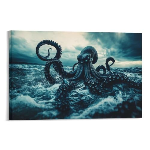Peintures sur toile octopus pour decoration murale salon design