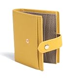 [HAKATA NO MORI LEATHER] 2つ折り 財布 レディース 本革 ミニ財布 人気 ボックス box型 小銭入れ スキミング防止 使いやすい お札が折れない コンパクト財布 (イエロー)