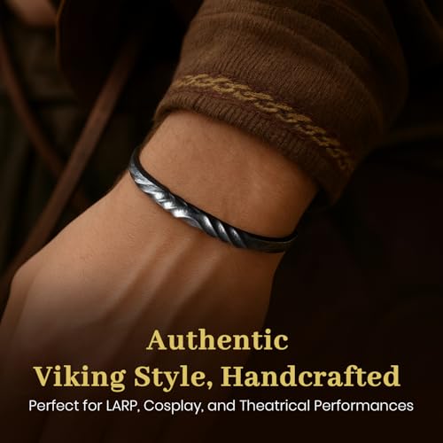 ARTIZANSTORE Twisted Iron Bracelet | Authentic Viking Accessory | LARP Cosplay & Theatrical Use | Iron Health Benefits | Durable Handcrafted Design | 5.67 x 3.74 x 1.34 Inches3