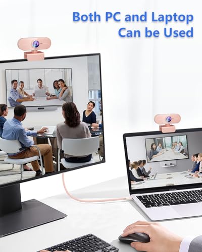 Image of Webcam for PC&1080P HD Web Cam,Webcam with Microphone,Stand for PC /MAC /Laptop /Desktop,Wide Angle Web Cameras for YouTube,Skype,Zoom,Xbox One,Video Calling,Studying Pink