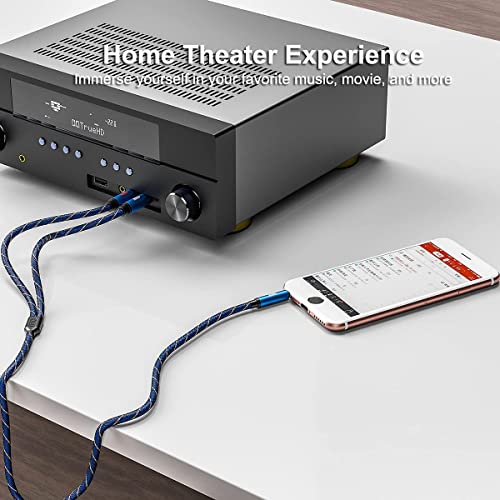 Image of EMK 3.5mm Aux to RCA Stereo Splitter Cable[Nylon Braided, Durable and Flexible] Audio Y Adapter Cable - Top Blue Series Tablet, Smartphone, Speaker Laptop (3.5mm Aux to RCA /1.2m)