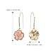 BriLove Fashion Elegant Rhinestone Enamel Rose Flower Hook Dangle Earrigns for Women Pink Gold-Tone