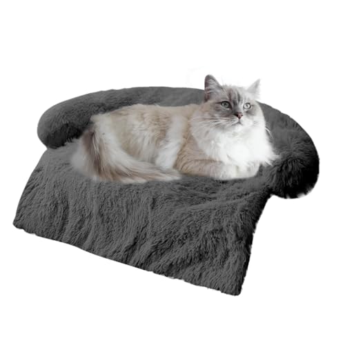 Image of Calming Dogs /Cats Bed Mats, Dog Pad Washable Removable Couch Cover, Plush Long Fur Mat for Pets, Waterproof Lining, Perfect for Small, Medium and Large Dogs and Cats (Dark Gray, 34 inchx30 inch)
