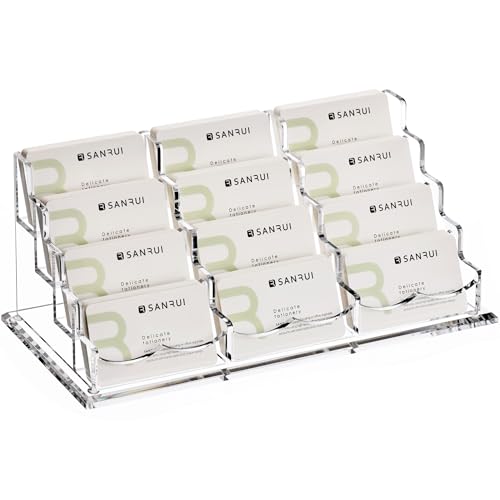 Porte-cartes de visite de luxe en acrylique cristallin 4 étages