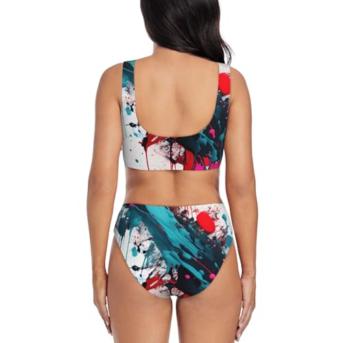 Ensemble de bikini 2 pièces avec imprimé abstrait et effet gainant