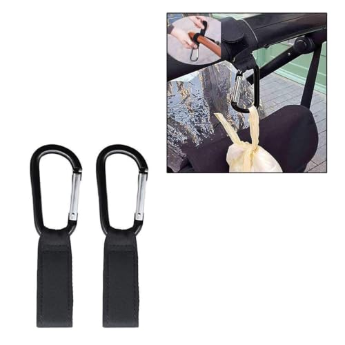 Image of Safe-O-Kid (4 Pcs) Baby Stroller Hooks Multipurpose Pram Toy Holder | Stroller Accessories for Hanging Bags, Toys, Hats & Burp Cloths | Strong Clip Hooks for Stroller, Pram & Pushchair | Black